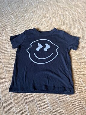 Chaser Black Tee with Light Gray Smiley Graphic 😃